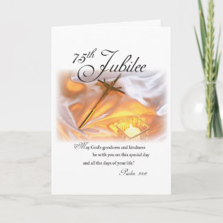75. Jubilee Religious Life, Nun, Kreuz Candle Karte