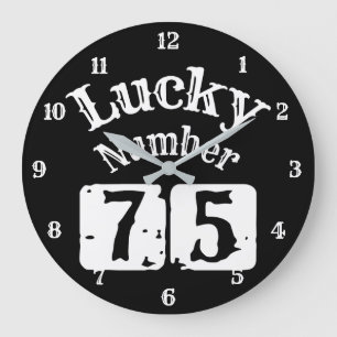 75 - Lucky Number 75 Luck Große Wanduhr