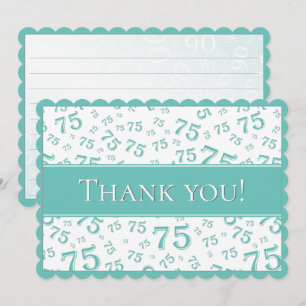 75 « Merci ! » Motif de nombres sarcelle/blanc