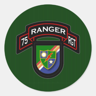 75. Ranger Rgt - Scroll & Flash Runder Aufkleber