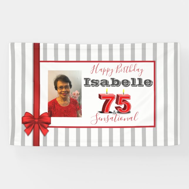 75 & SENSATIONAL 75. Geburtstagsparty Banner (Horizontal)