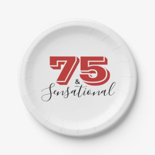 75 & SENSATIONAL 75. Geburtstagsparty Paper Plate Pappteller