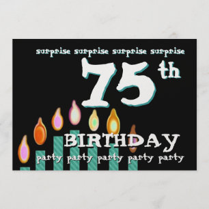 75. ÜBERRASCHUNG Geburtstag Aquamarine Kerzen Einladung