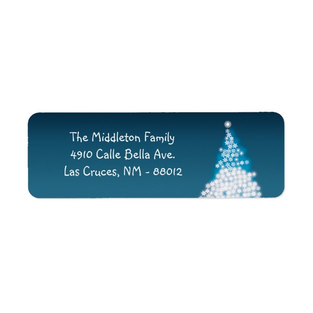 .75"x2.25" Blue White XMAS Tree Return Label (Vorne)