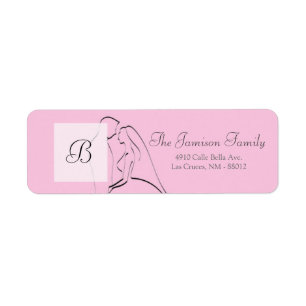 .75"x2,25" Rücksendeadresse Bride & Groom Pink