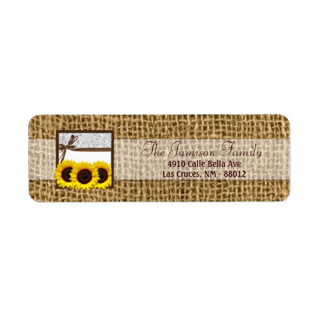 .75"x2.25" Rücksendeadresse Etikett Sonnenblumensp (Vorne)