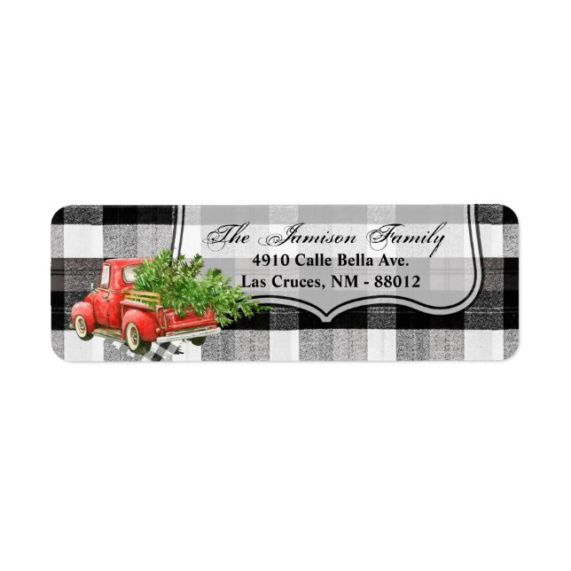 .75"x2.25" Rücksendeadresse Etikett XMAS Truck Buf (Vorne)