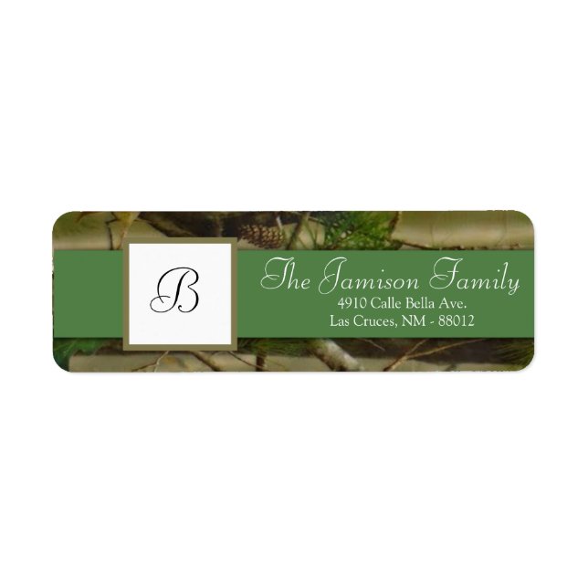 .75"x2,25" Rücksendeadresse Grünes Hirsch und Camo (Vorne)