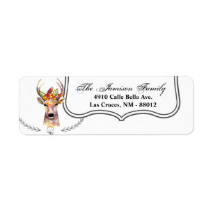 .75"x2.25" Rücksendeadresse Label Boho Deer Buck H