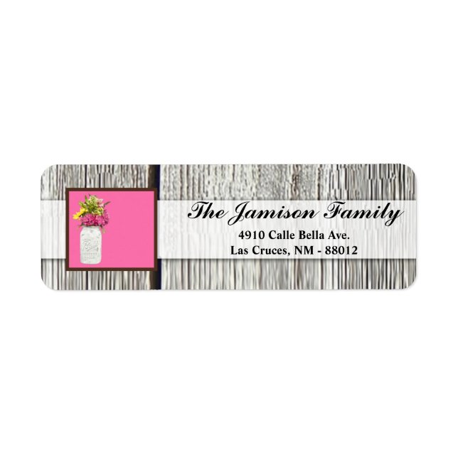 .75"x2.25" Rücksendeadresse Label Mason Jar Blume (Vorne)