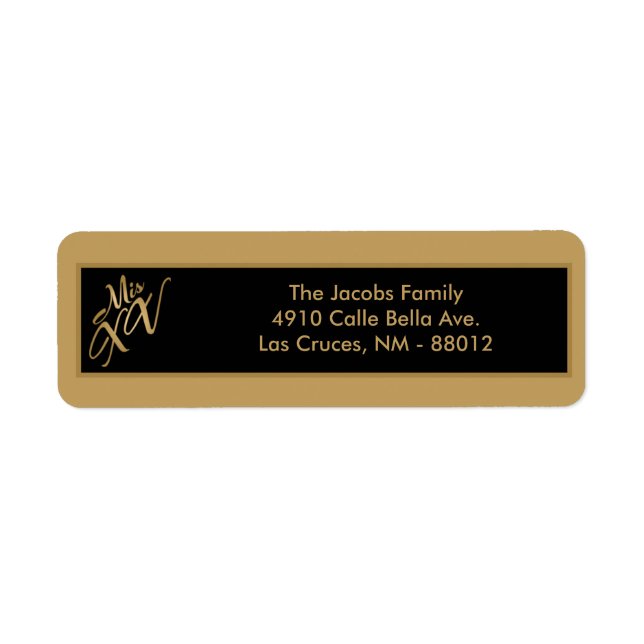 .75"x2.25" Rücksendeadresse Label Mis XV Gold (Vorne)