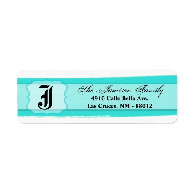 .75"x2.25" Rücksendeadresse Label Ombre Stripe Aqu (Vorne)