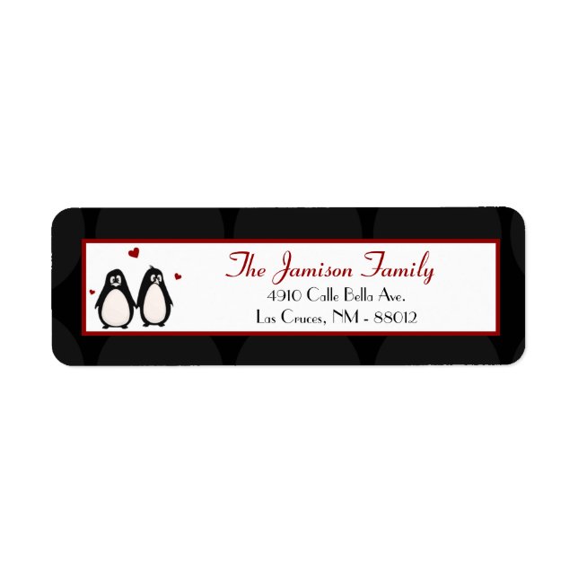 .75"x2.25" Rücksendeadresse Label Pinguin Liebe Co (Vorne)