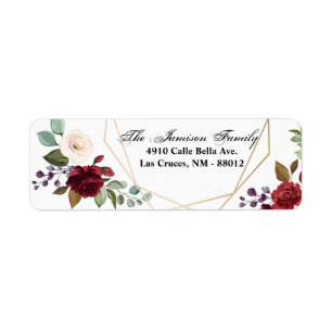 .75"x2.25" Rücksendeadresse Label White Roses Geom