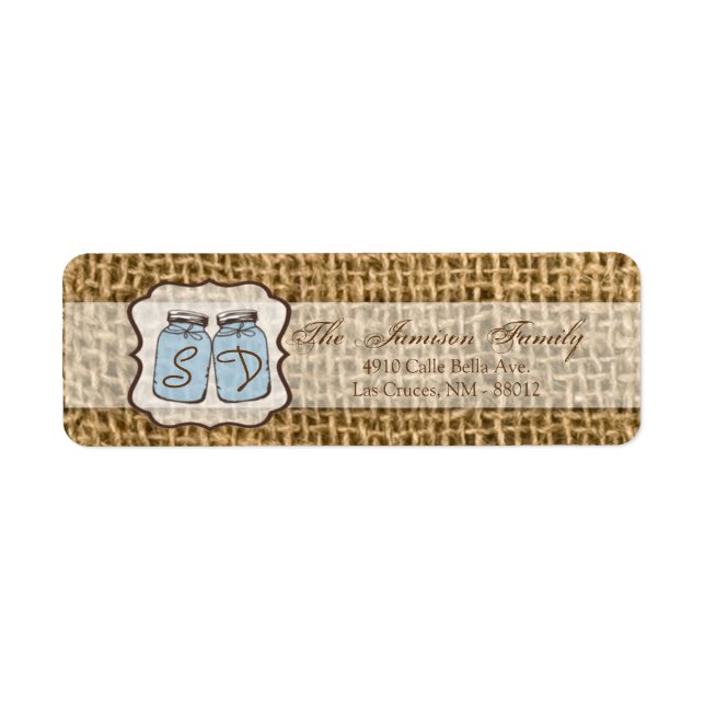 .75"x2,25" Rücksendeadresse Mason Jar Burlap Count (Vorne)