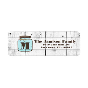 .75"x2,25" Rücksendeadresse Mason Jar Wood Country