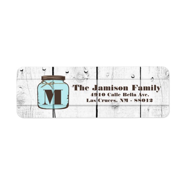 .75"x2,25" Rücksendeadresse Mason Jar Wood Country (Vorne)