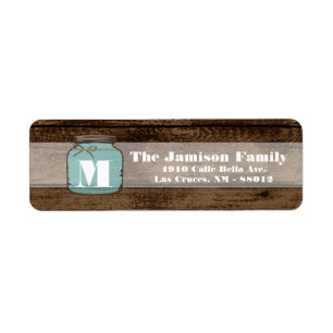 .75"x2,25" Rücksendeadresse Mason Jar Wood Country