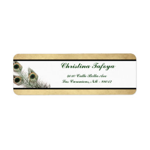 .75" x 2,25" Rücksendeadresse-Vintages Pfau-Grün