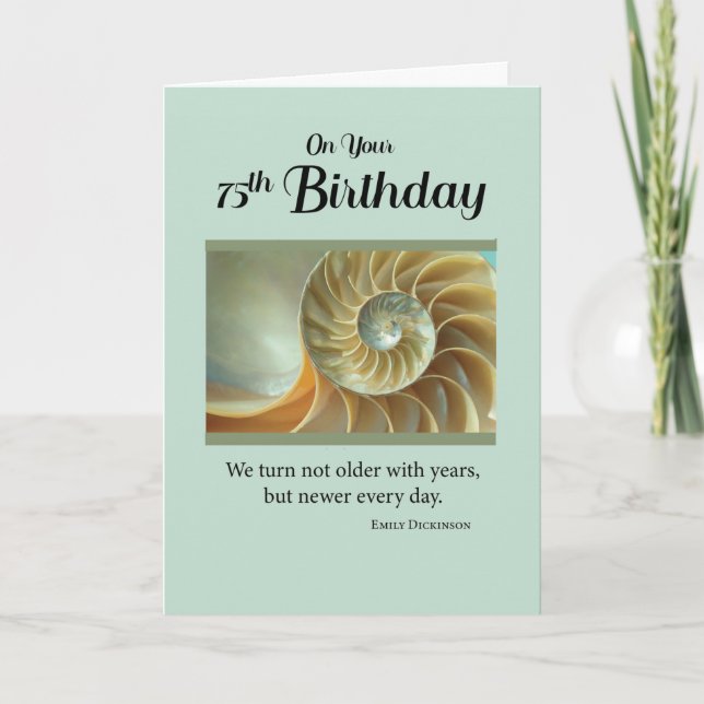 75e anniversaire avec coquillage Spiral sur carte  (Devant)