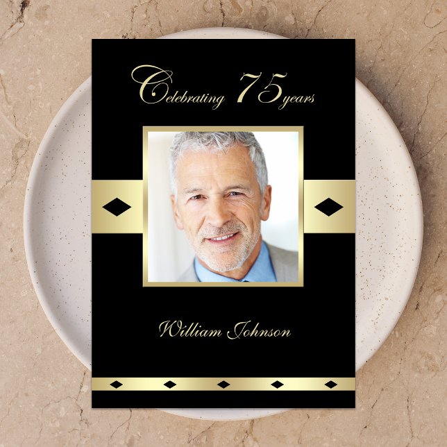 75e anniversaire de fête Invitation Photo 75e (Créateur téléchargé)
