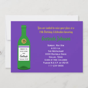 75e anniversaire de fête Invitation violet
