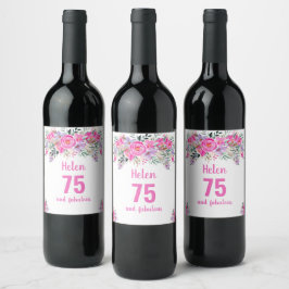 75e anniversaire étiquette de vin rose