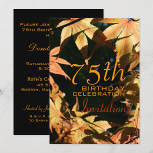 75e anniversaire Fête Automne Invitation personnal