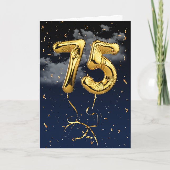 75e Anniversaire Gold Mylar Balloon et carte Confe (Devant)
