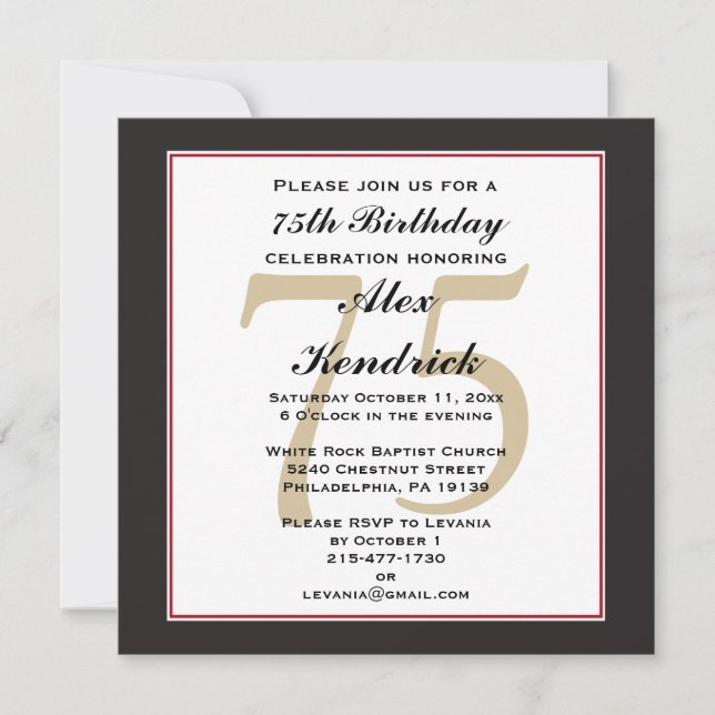 75e anniversaire Invitation (Devant)