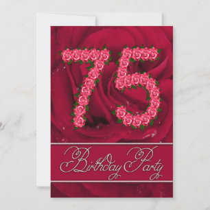 75e anniversaire invitation à la fête avec des ros