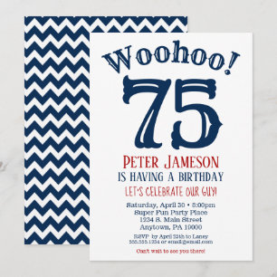 75e anniversaire Invitation Mens Marine Bleu