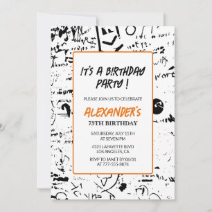 75e anniversaire invitations Hommes Graffiti Party