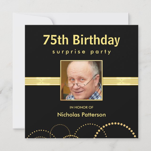 75e anniversaire Invitations - Photo personnalisée (Devant)