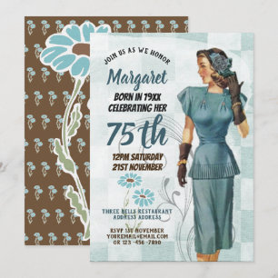 75e anniversaire Invitations Vintage Retro Elegant