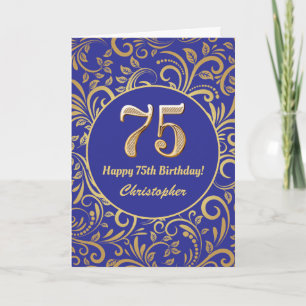 75e anniversaire Marine bleu et or modèle floral