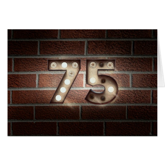 75e anniversaire-marquee panneau lumineux sur briq (Devant horizontal)