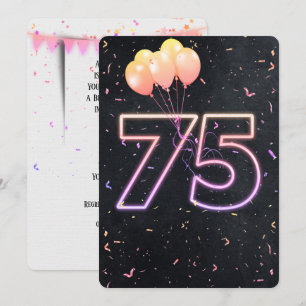 75e anniversaire Neon Connexion Invitation noire