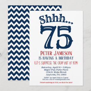 75e anniversaire surprise Invitation Homme Marine 