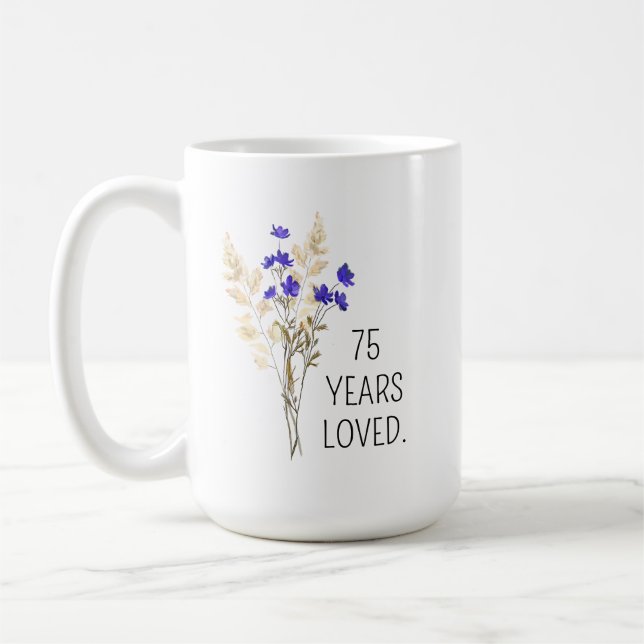 75e cadeau d'anniversaire pour les femmes, 75e Mug (Gauche)