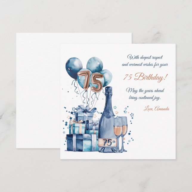 75e carte d'anniversaire personnalisée pour hommes (Devant / Derrière)
