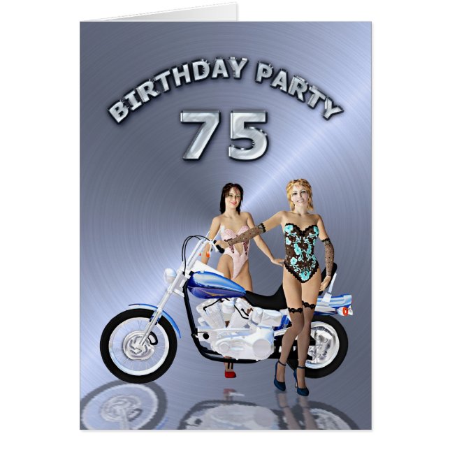 75e fête d'anniversaire avec une fille et moto (Devant)