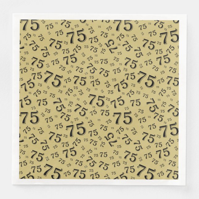 75th Age Random Number Pattern Black/Gold Serviette (Vorderseite)