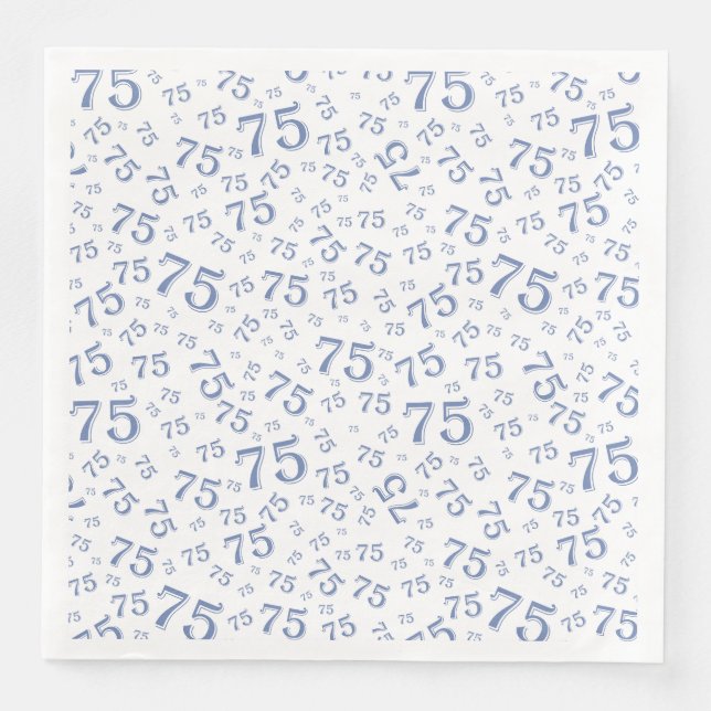 75th Age Random Number Pattern Blue/White Serviette (Vorderseite)