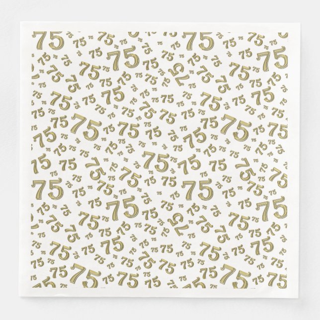 75th Age Random Number Pattern Gold/White Serviette (Vorderseite)