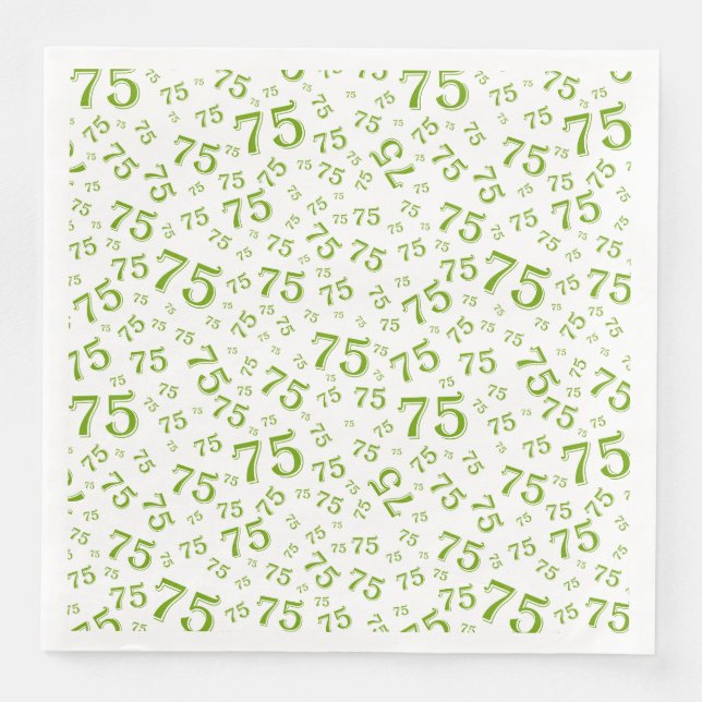 75th Age Random Number Pattern Green/White Serviette (Vorderseite)