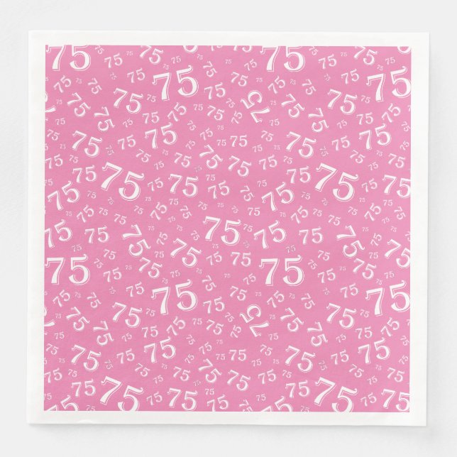 75th Age Random Number Pattern Pink/White Serviette (Vorderseite)