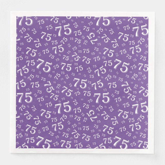 75th Age Random Number Pattern Purple/White Serviette (Vorderseite)