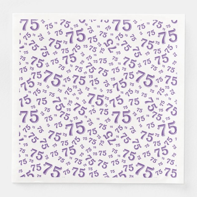 75th Age Random Number Pattern Purple/White Serviette (Vorderseite)