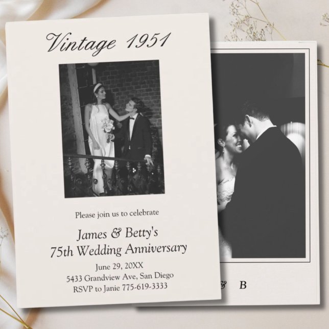 75th Wedding Anniversary Party Vow Renewal 2 Photo Einladung (Von Creator hochgeladen)